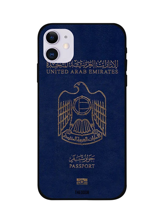Theodor UAE Passport Protective Case Cover For iPhone 12 Mini Navy Blue/ Gold
