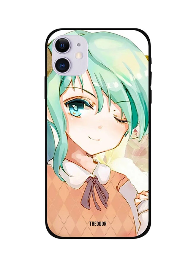 ثيودور غطاء حماية لهاتف آيفون 12 ميني بطبعة فتاة بعين واحدة مغلقة متعدد الألوان