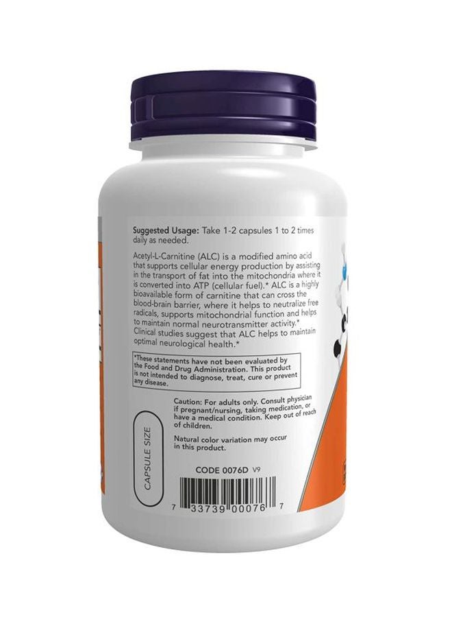Now Foods Acetyl-L-Carnitine 500mg - 100 Veg Capsules  - Image 3