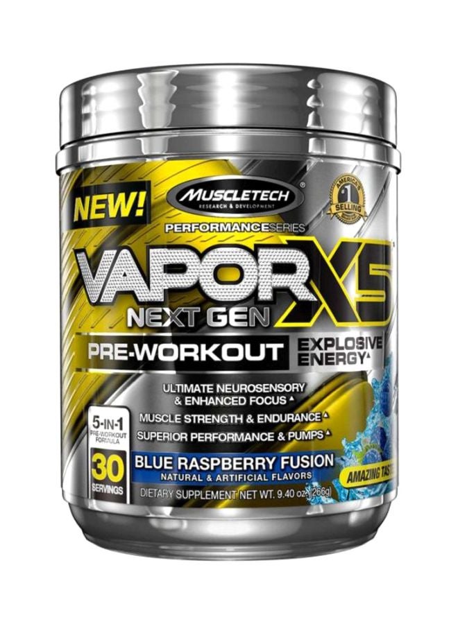 MuscleTech - VaporX5 Next Gen PreWorkout Dietary Supplement Blue Raspberry Fusion 228g - Image 1