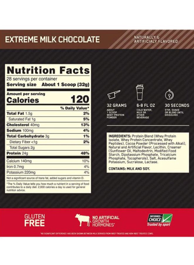 Optimum Nutrition Gold Standard Whey Isolate Protein - Extreme Milk Chocolate - 909 Gram  - Image 3