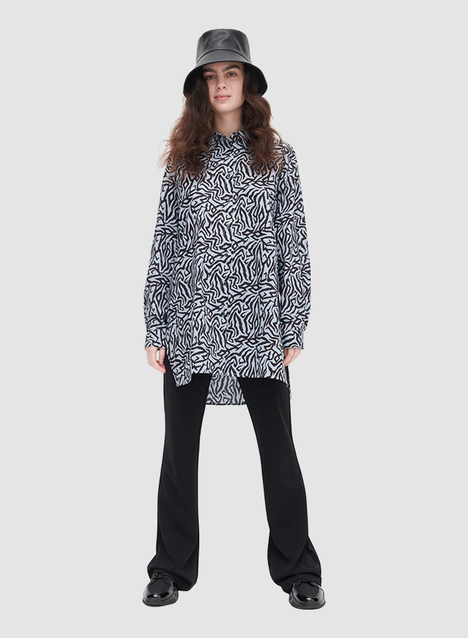 Reserved Longline Cotton Shirt Blue - Image 2