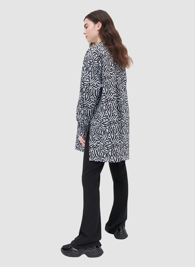 Reserved Longline Cotton Shirt Blue - Image 3