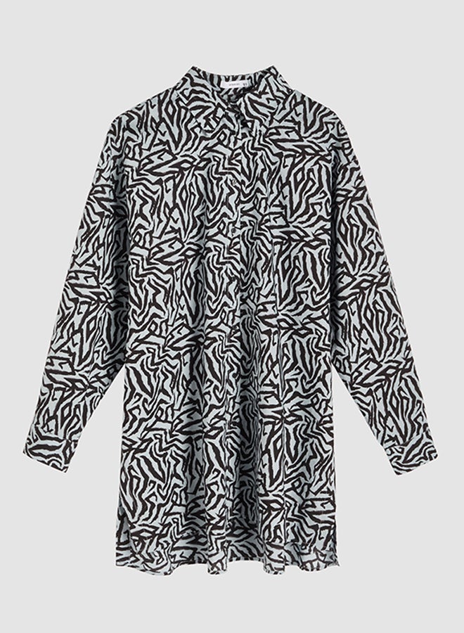Reserved Longline Cotton Shirt Blue - Image 4