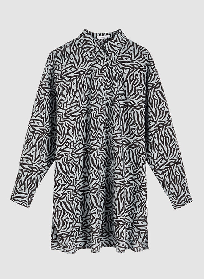 Reserved Longline Cotton Shirt Blue - Image 5