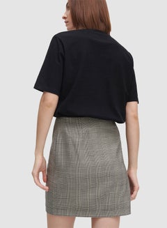Reserved Checked Wrap Front Skirt Light Grey  - Image 2