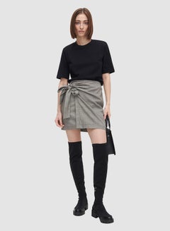 Reserved Checked Wrap Front Skirt Light Grey  - Image 3