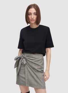 Reserved Checked Wrap Front Skirt Light Grey  - Image 1