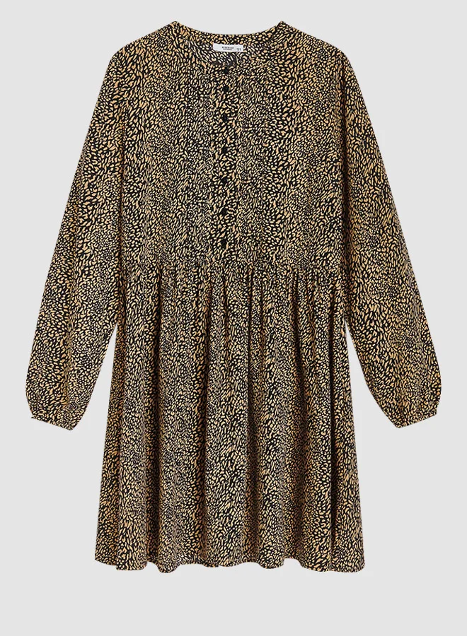 Reserved Printed Long Sleeve Dress Black