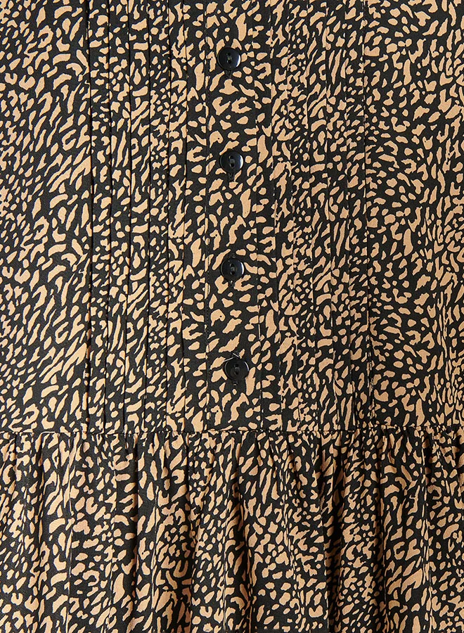 Reserved Printed Long Sleeve Dress Black