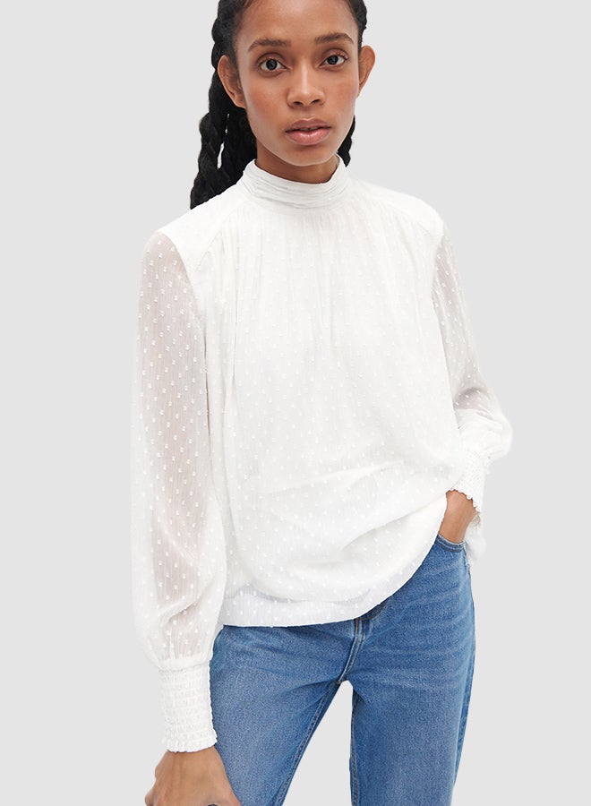 Reserved - High Neck Top Ivory - Image 1