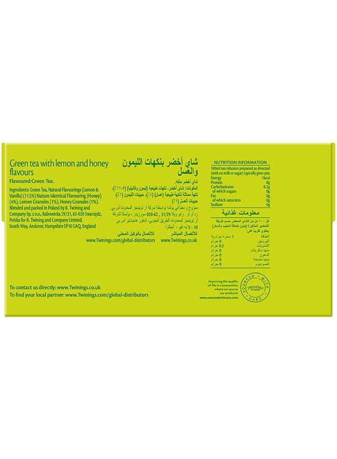 تويننجز علبة شاي أخضر بالليمون والعسل من 25 كيساً 40 جراماً 40جرام  - Image 2