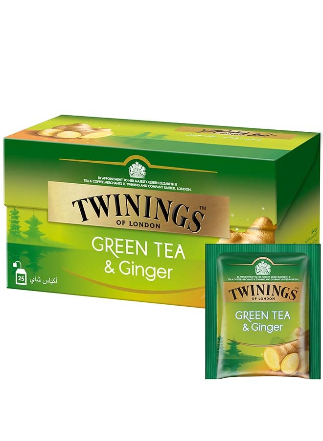 Twinings - Ginger Green Tea 25 Teabags 40grams - Image 1