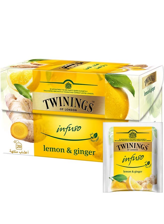 Twinings - Infuso Lemon And Ginger Tea 20 Bags 1.5grams - Image 1