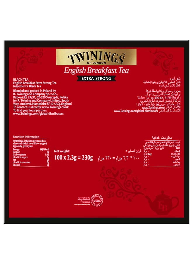 Twinings - English Breakfast Extra Strong Tea 100 Bags 2.3grams - Image 1