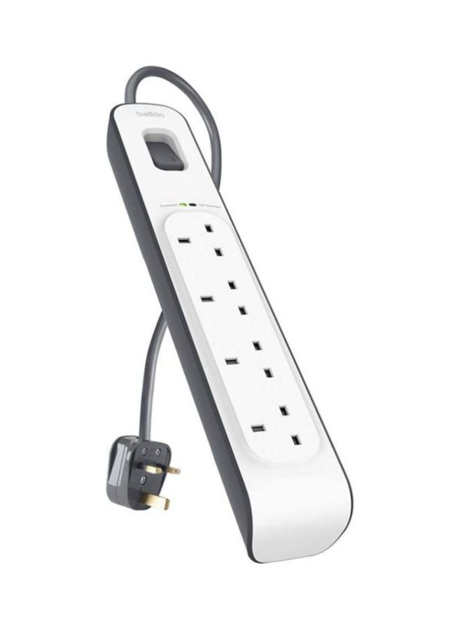belkin Belkin Bsv400Af2M 4-Way Surge Protection Strip With 2 Meters Cord Length - Heavy Duty Electrical Extension Socket, Durable And Robust Housing, 14Awg Capacity With On/Off Switch - White, 2 Meter V1 White 2meter  - Image 2