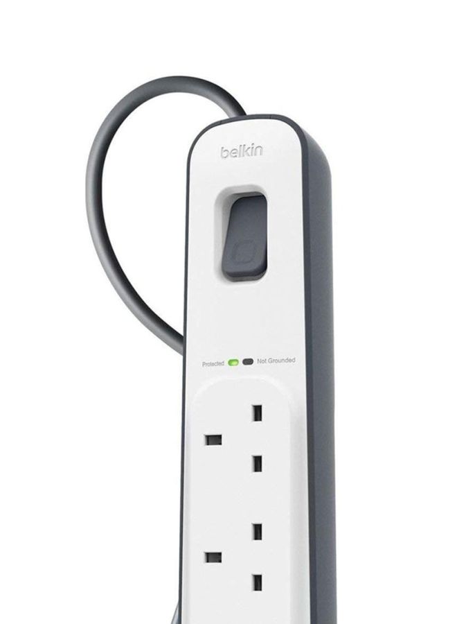 belkin Belkin Bsv400Af2M 4-Way Surge Protection Strip With 2 Meters Cord Length - Heavy Duty Electrical Extension Socket, Durable And Robust Housing, 14Awg Capacity With On/Off Switch - White, 2 Meter V1 White 2meter  - Image 3