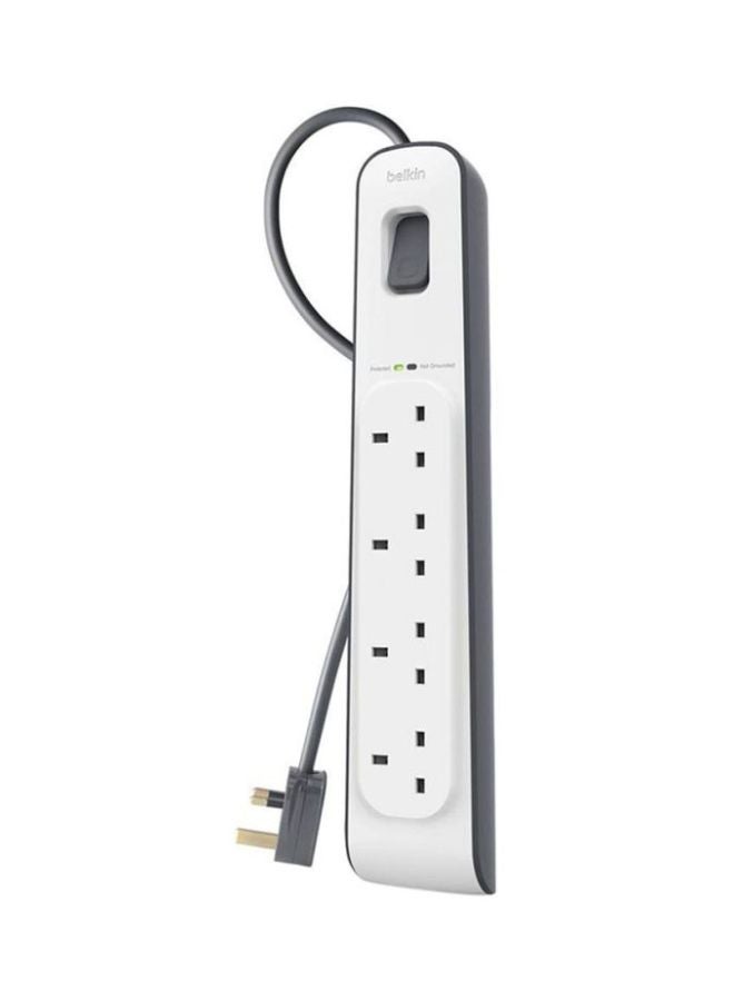 belkin Belkin Bsv400Af2M 4-Way Surge Protection Strip With 2 Meters Cord Length - Heavy Duty Electrical Extension Socket, Durable And Robust Housing, 14Awg Capacity With On/Off Switch - White, 2 Meter V1 White 2meter  - Image 1