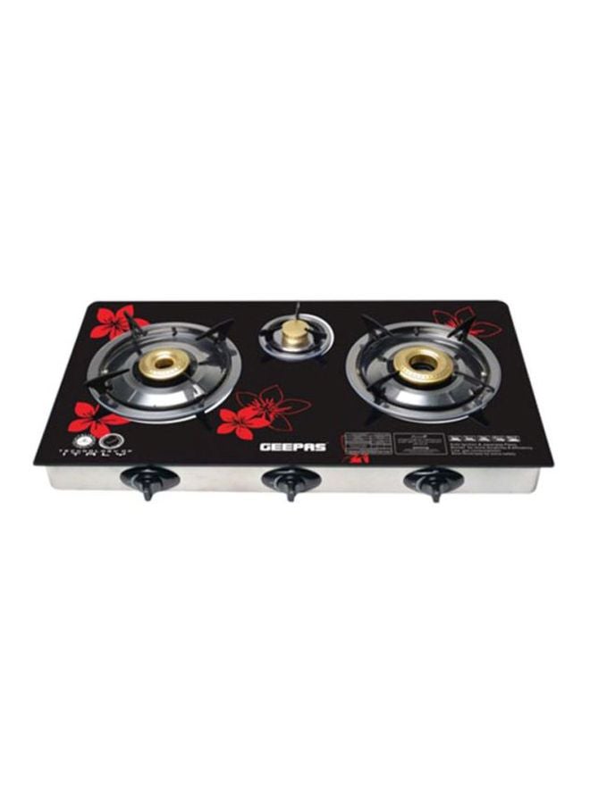 GEEPAS - Gas Cooker, 8mm Tempered Glass Top, GK6759 | Triple Burner Gas Stove | Stainless Steel Frame & Tray | Japanese Piezo | Iron Mixing Tube, Piezo Ignition, Easy To Clean GK6759 Black - Image 1