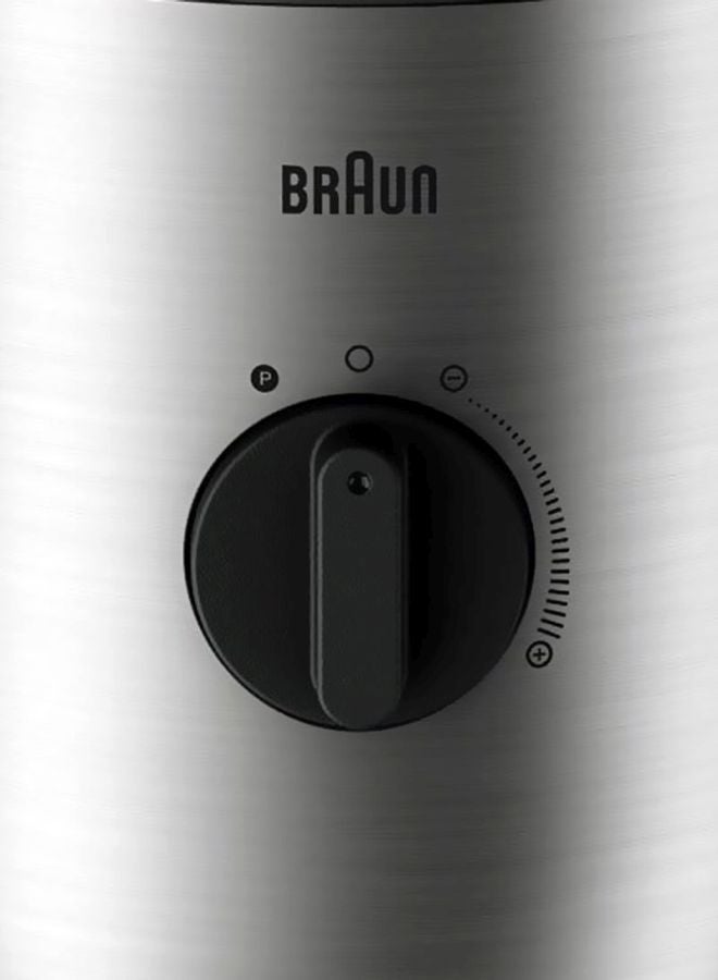 BRAUN - Power Blender, Glass Jug, Variable Speeds, Pulse Function, 0.600L Smoothie2Go Bottles, Dishwasher Safe 1.5 L 800 W JB3272SI Silver/Clear/Black - Image 1
