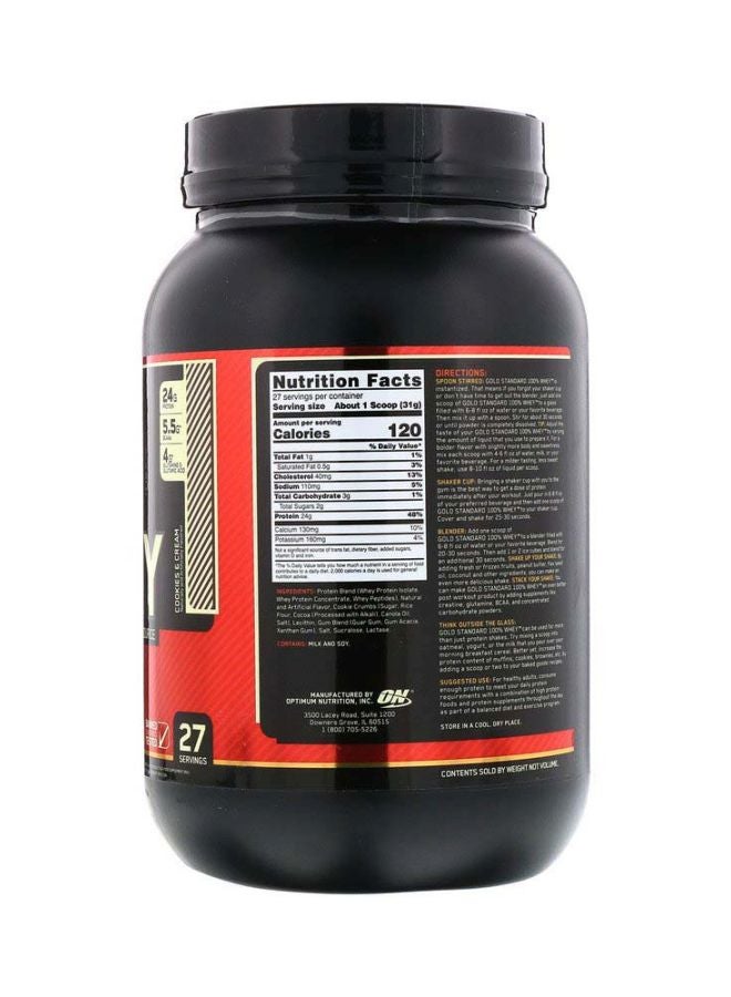 Optimum Nutrition - Gold Standard 100 Percent Whey Protein - Cookies And Cream - 837 Gram - Image 1