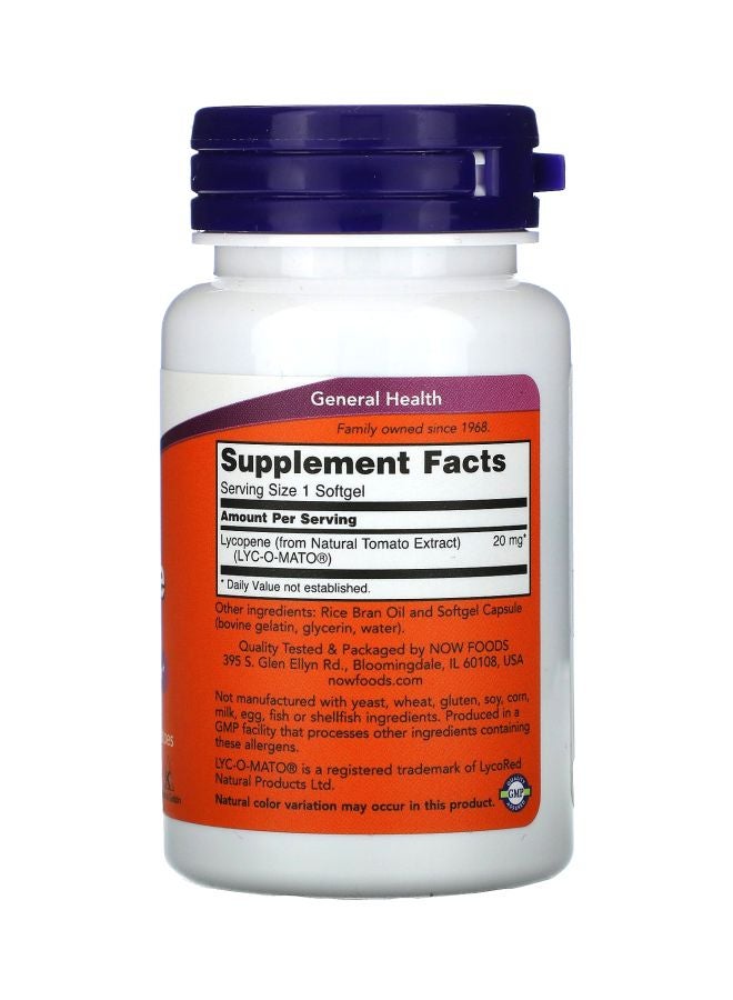 Now Foods Lycopene 20mg 50 Softgel - Image 2