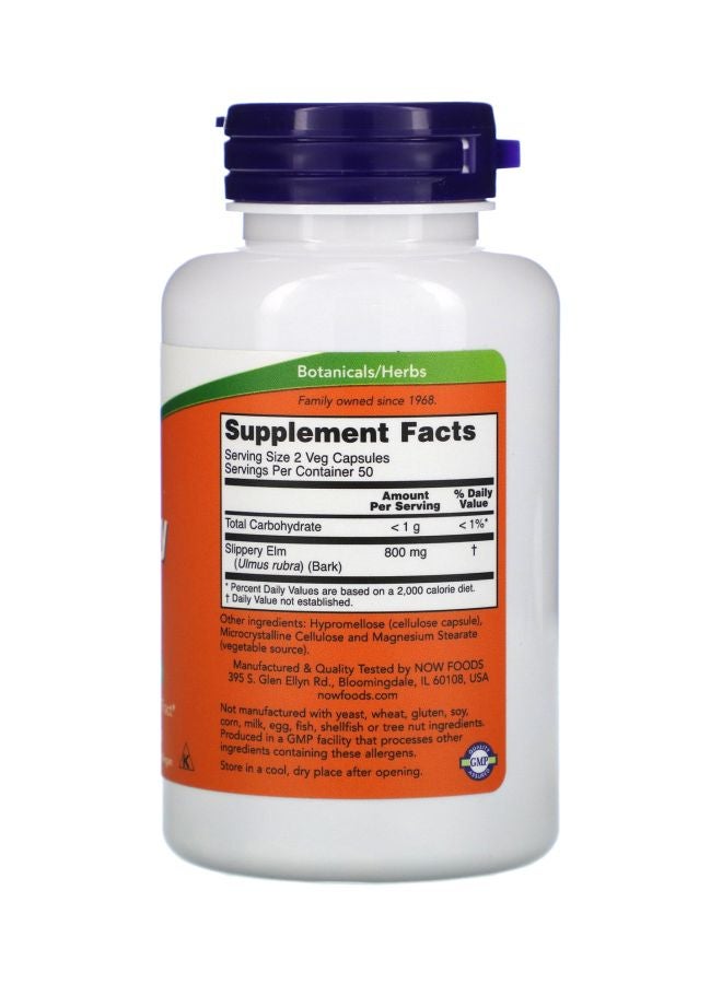 Now Foods - Slippery Elm 400mg Dietary Supplement - 100 Capsules - Image 1