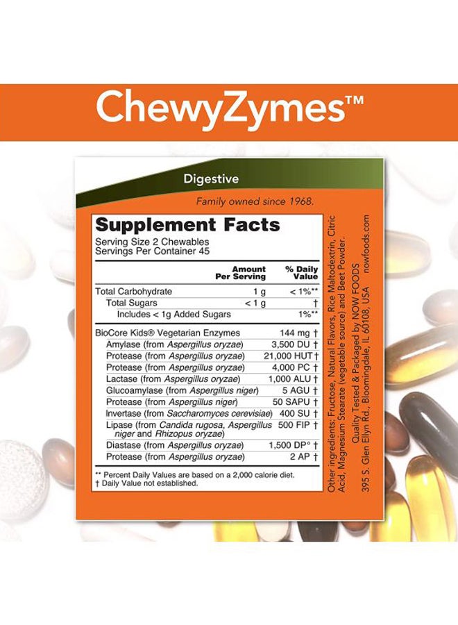 Now Foods - Chewyzymes Berry Flavor Dietary Supplement - 90 Chewables - Image 1