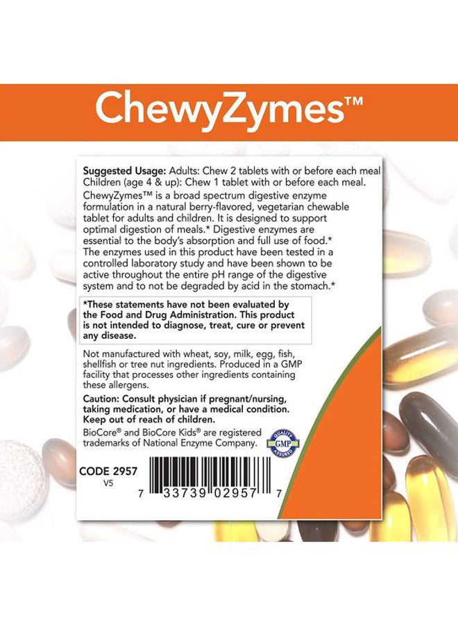 Now Foods - Chewyzymes Berry Flavor Dietary Supplement - 90 Chewables - Image 1