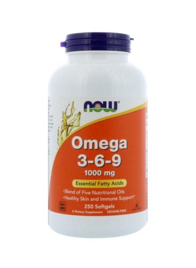 Now Foods Omega 3-6-9 Essential Fatty Acid 1000mg - 250 Softgels  - Image 1