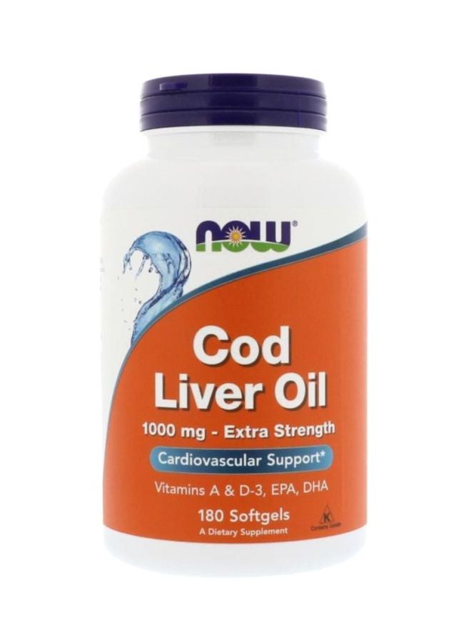 Now Foods Cod Liver Oil Dietary Supplement 1000mg - 180 Softgels - Image 1