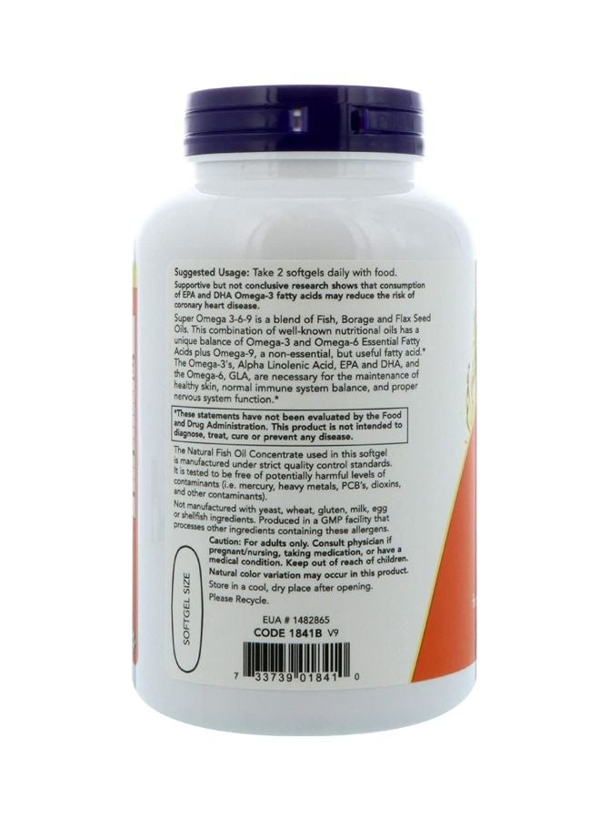 Now Foods Super Omega 3-6-9 1200 mg 90 Softgels - Image 2