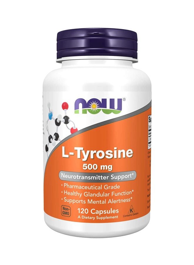 Now Foods L-Tyrosine 500 mg Dietary Supplement - 120 Capsules - Image 1