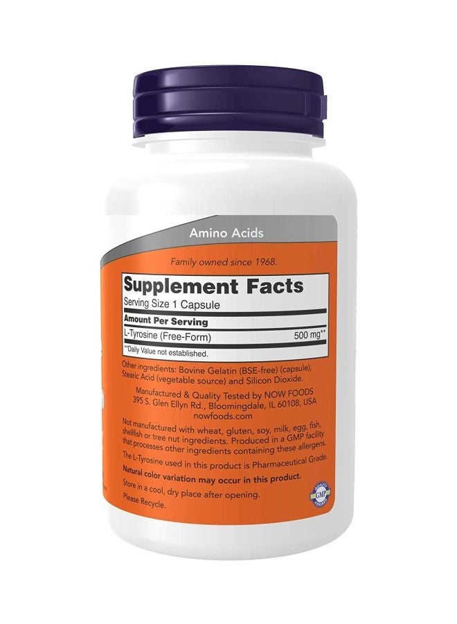 Now Foods L-Tyrosine 500 mg Dietary Supplement - 120 Capsules - Image 2