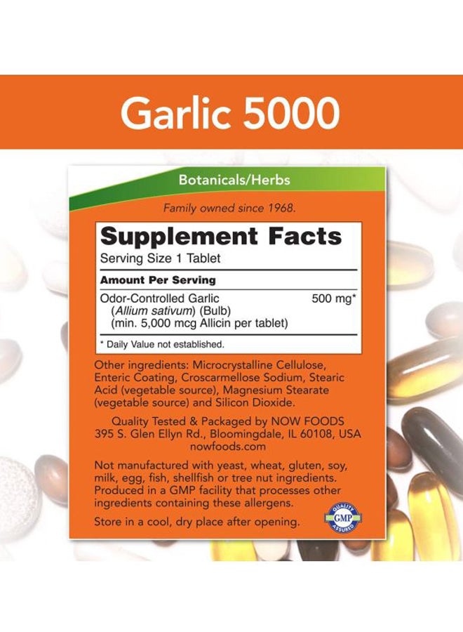 Now Foods - Garlic 5000 Dietary Supplement - 90 Tablets - Image 1