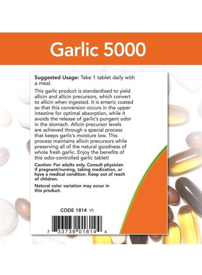 Now Foods - Garlic 5000 Dietary Supplement - 90 Tablets - Image 1