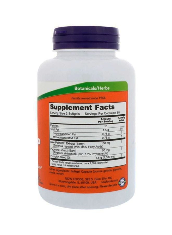 Now Foods - Pygeum And Saw Palmetto - 120 Softgels - Image 1