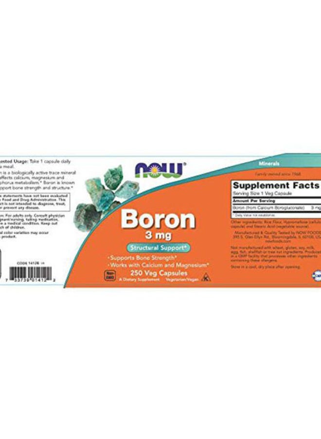 Now Foods - Boron 3 mg Dietary Supplement - 250 Capsules - Image 1