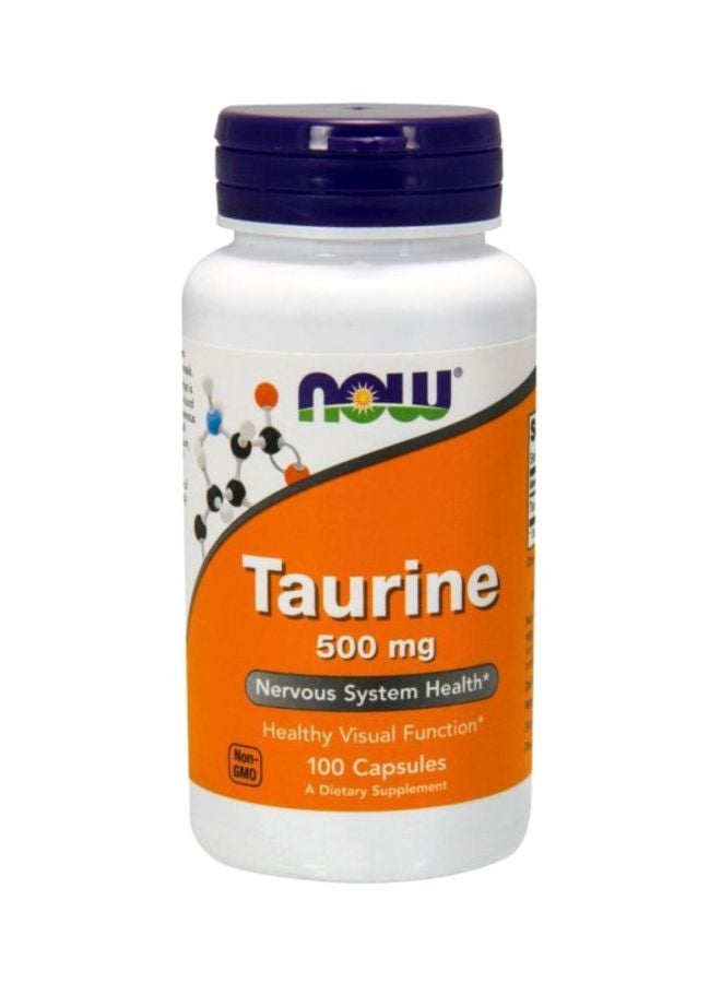 Now Foods Taurine Dietary Supplement 500 mg - 100 Capsules - Image 1