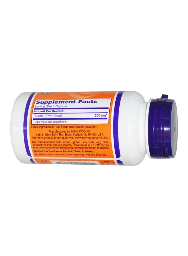 Now Foods Taurine Dietary Supplement 500 mg - 100 Capsules - Image 4