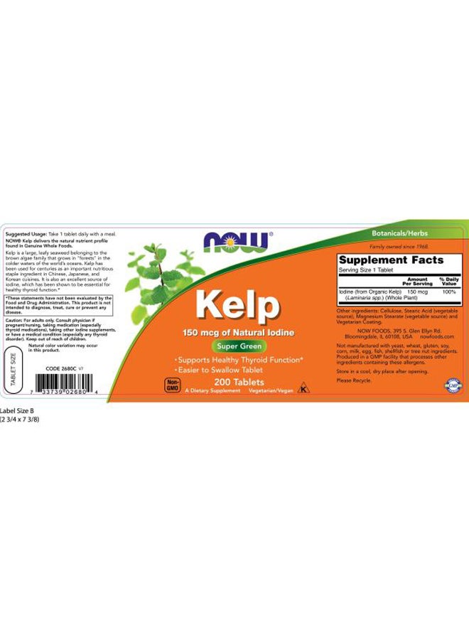 Now Foods Kelp Super Green 150 mcg - 200 Tablets - Image 3