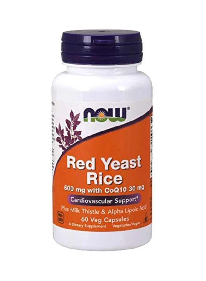 Now Foods Red Yeast Rice 600 mg With CoQ10 30 mg - 60 Veg Capsules - Image 1