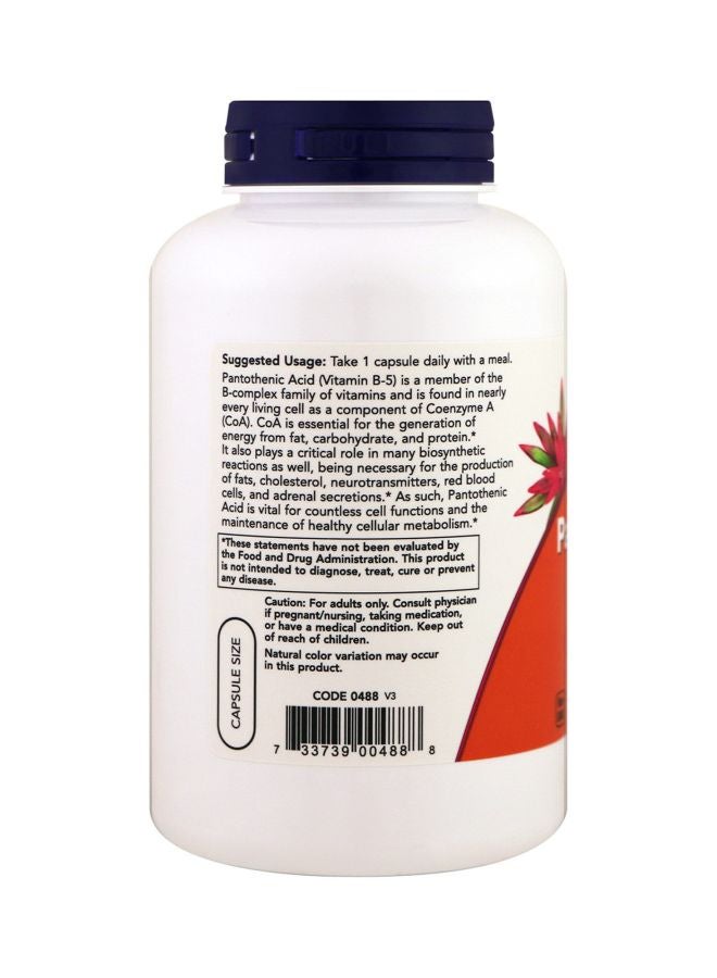 Now Foods Pantothenic Acid B-Complex Vitamin 500 mg - 250 Capsules  - Image 2