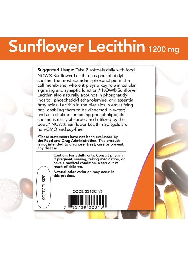 Now Foods - Sunflower Lecithin 1200mg 200 Softgels. - Image 1