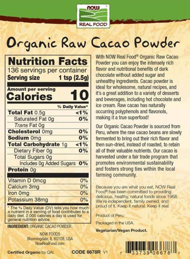 Now Foods Organic Raw Cacao Powder - Image 3