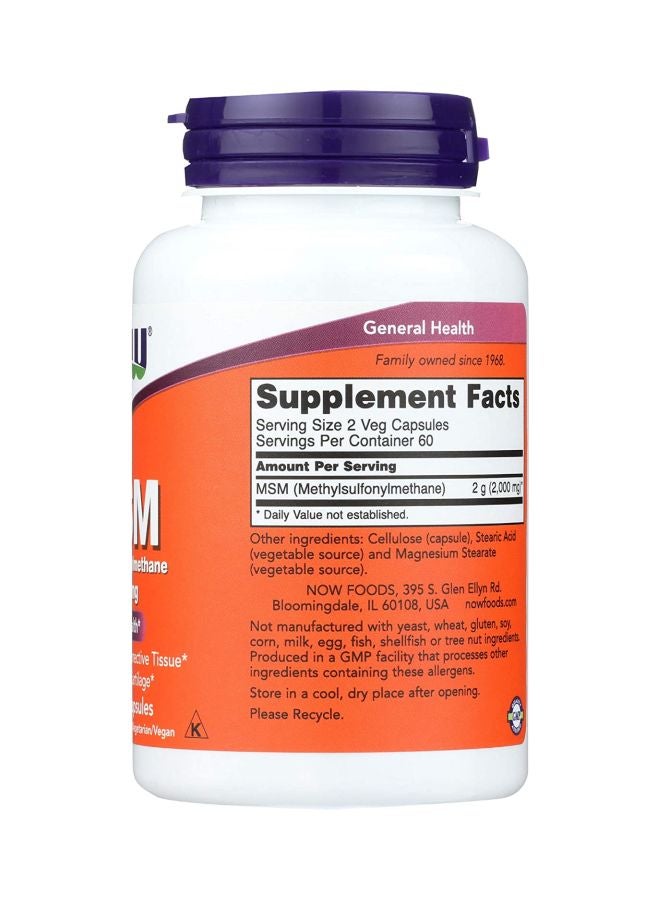 Now Foods - MSM Methylsulfonylmethane Dietary Supplement 1000 mg - 120 Veg Capsules - Image 1