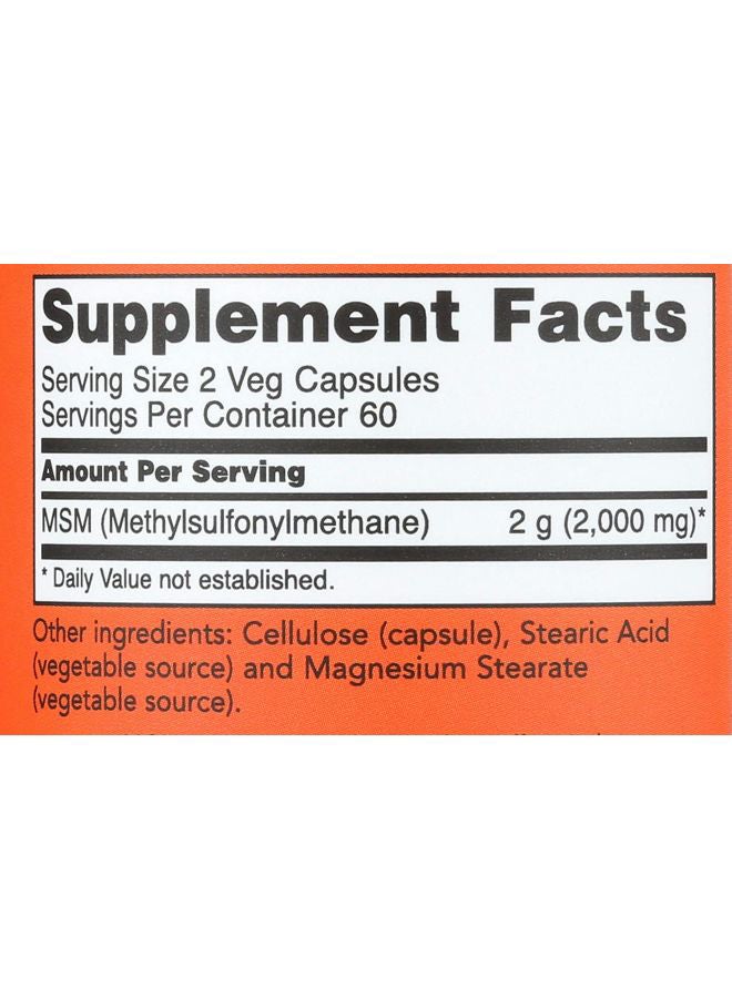 Now Foods - MSM Methylsulfonylmethane Dietary Supplement 1000 mg - 120 Veg Capsules - Image 1
