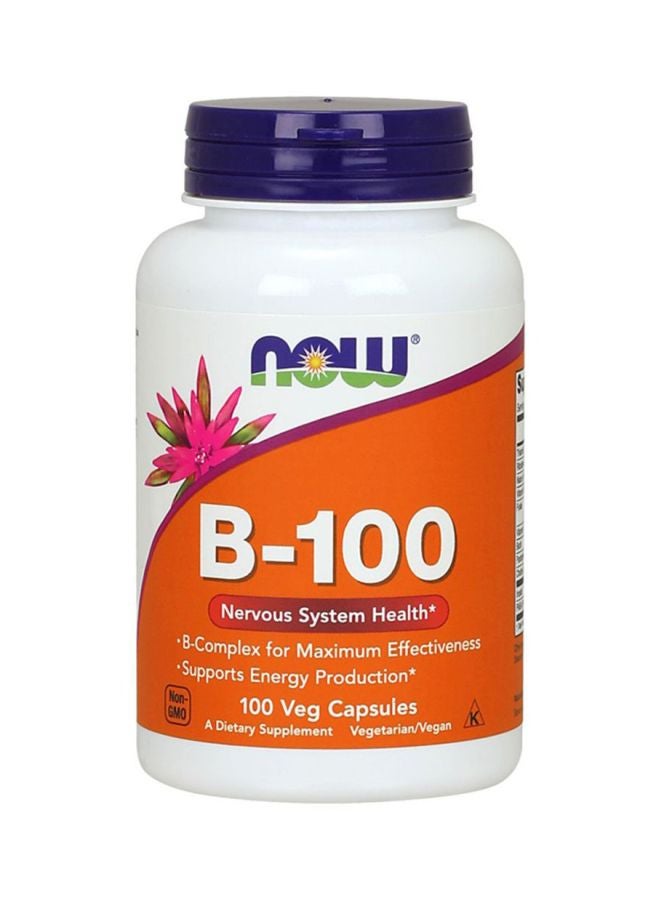 Now Foods Vitamin B-100, Energy Production, Nervous System Health, 100 Veg Capsules - Image 1