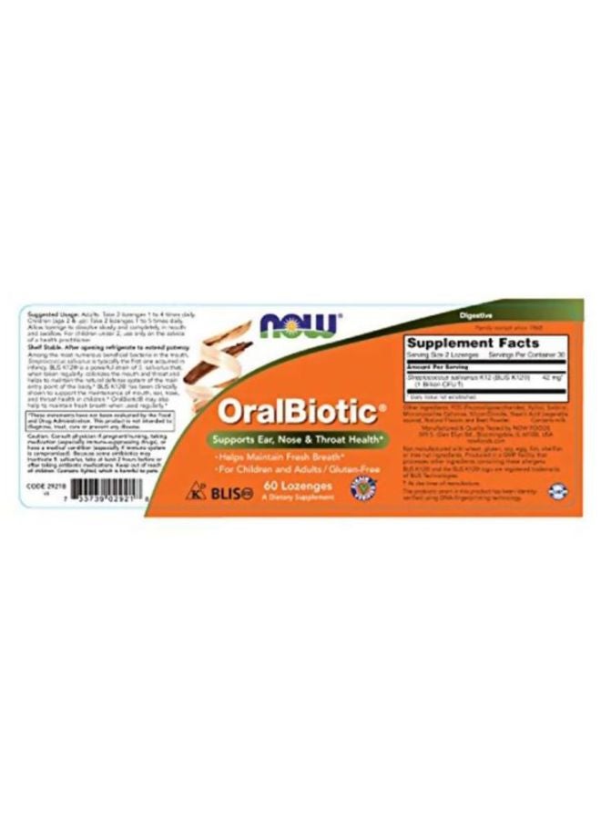 Now Foods - OralBiotic, 60 Lozenges - Image 1