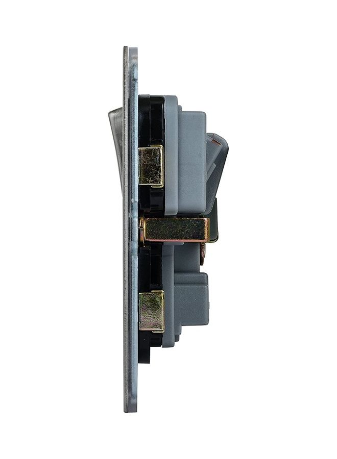 Schneider Electric Stainless Steel Screwless Flat Plate 13A 1 Gang Single Switch Socket Silver/Black  - Image 3